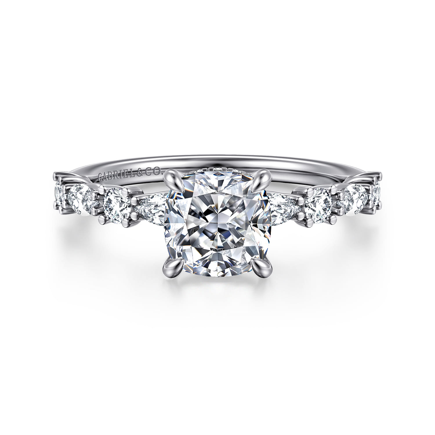 Juliet - 14K White Gold Cushion Cut Diamond Engagement Ring - 0.47 ct - Shot 1