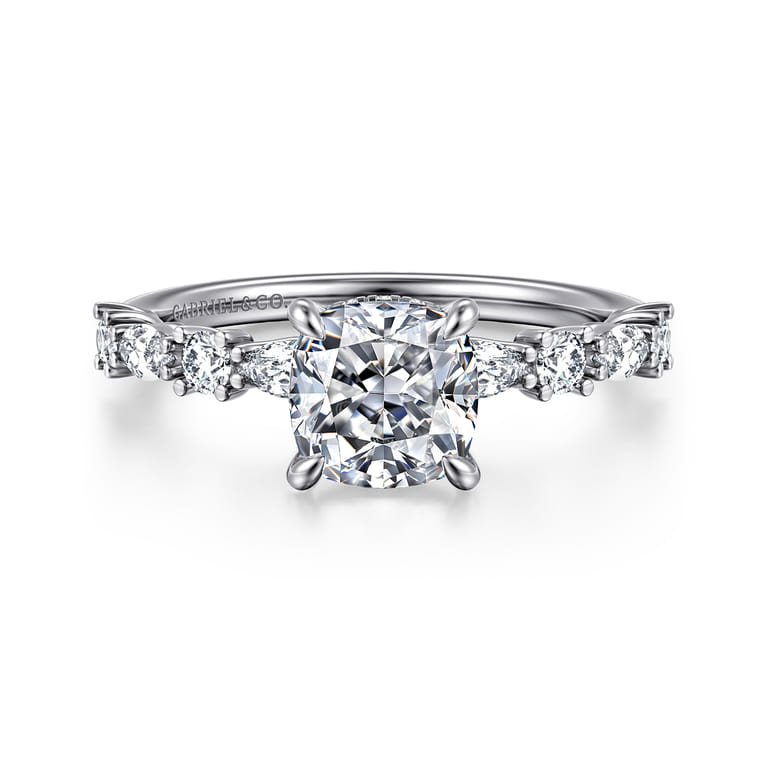 Juliet - 14K White Gold Cushion Cut Diamond Engagement Ring - 0.47 ct - Shot 1