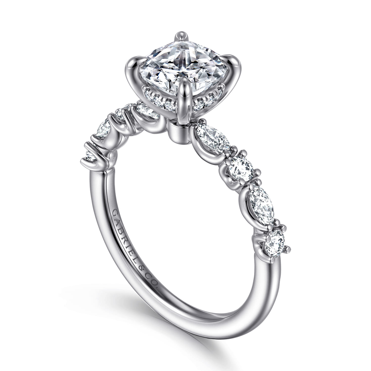 Juliet - 14K White Gold Cushion Cut Diamond Engagement Ring - 0.47 ct - Shot 3