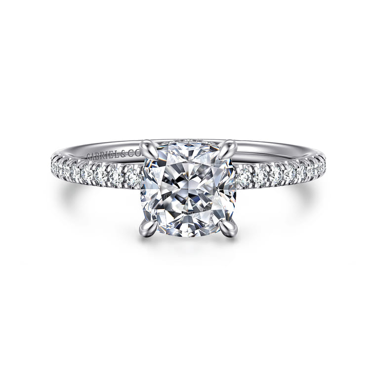 Stasia - 14K White Gold Cushion Cut Diamond Engagement Ring - 0.21 ct - Shot 1