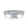 Silvey - 14K White Gold Cushion Cut Single Prong Diamond Engagement Ring - 0.7 ct