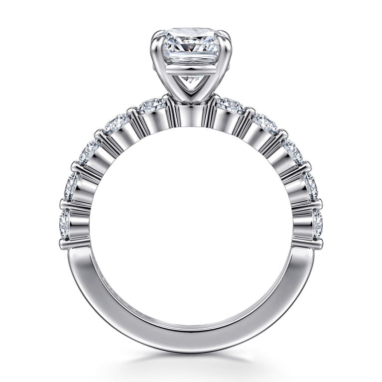Silvey - 14K White Gold Cushion Cut Single Prong Diamond Engagement Ring - 0.7 ct - Shot 2