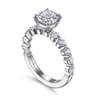 Silvey - 14K White Gold Cushion Cut Single Prong Diamond Engagement Ring - 0.7 ct