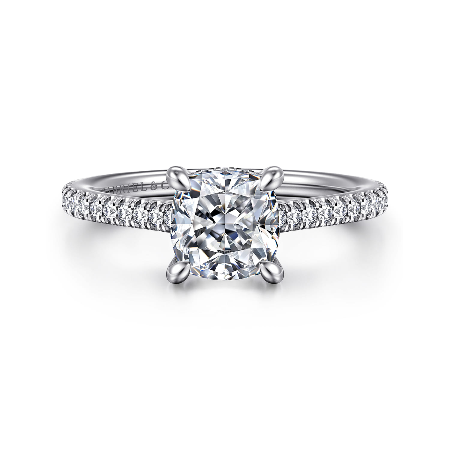Aline - 14K White Gold Cushion Cut Diamond Engagement Ring - 0.25 ct - Shot 1