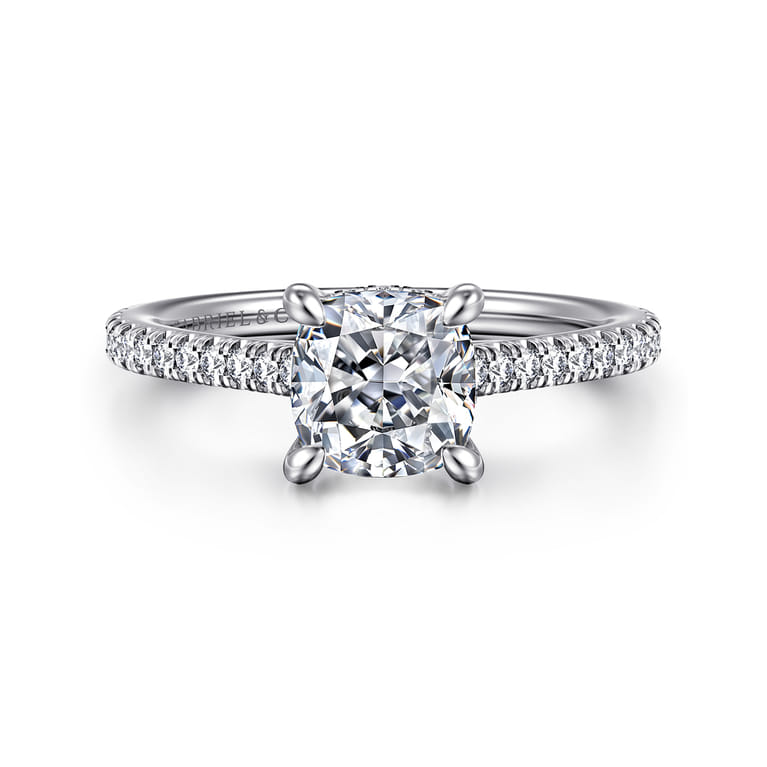 Aline - 14K White Gold Cushion Cut Diamond Engagement Ring - 0.25 ct - Shot 1