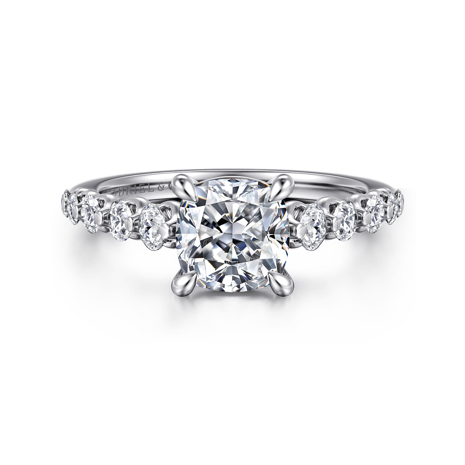 Emberlie - 14K White Gold Cushion Cut Diamond Engagement Ring - 0.5 ct - Shot 1
