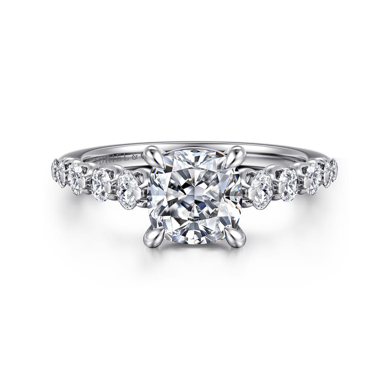 Emberlie - 14K White Gold Cushion Cut Diamond Engagement Ring - 0.5 ct - Shot 1