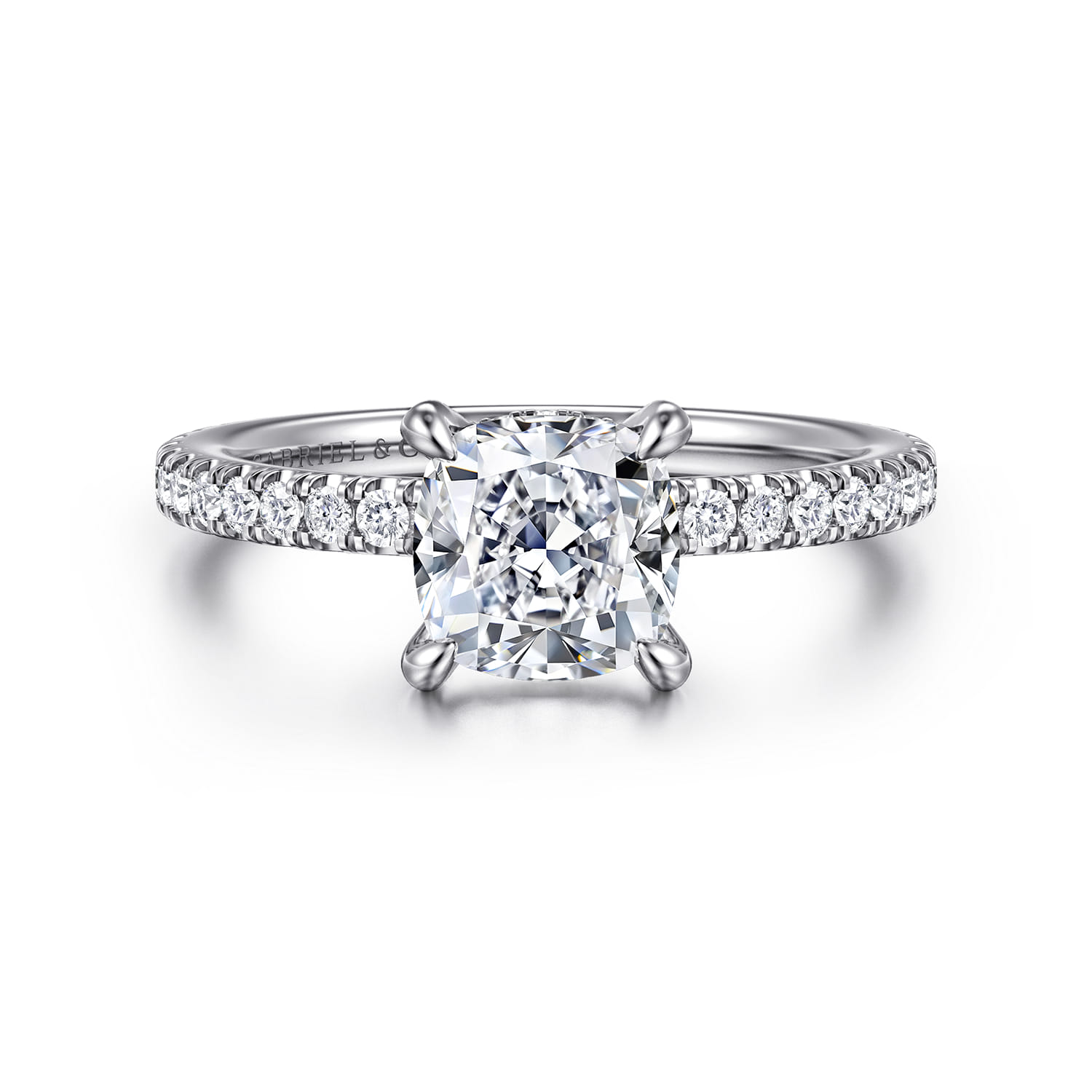 Alisa - 14K White Gold Cushion Cut Diamond Engagement Ring - 0.5 ct - Shot 1