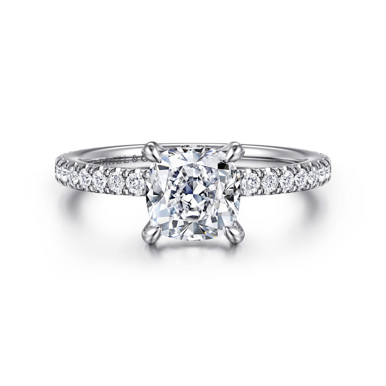 Alisa - 14K White Gold Cushion Cut Diamond Engagement Ring - 0.5 ct - Shot 1