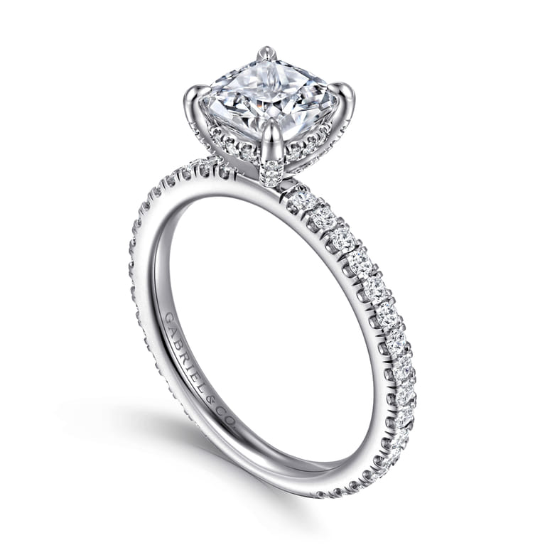 Alisa - 14K White Gold Cushion Cut Diamond Engagement Ring - 0.5 ct - Shot 3