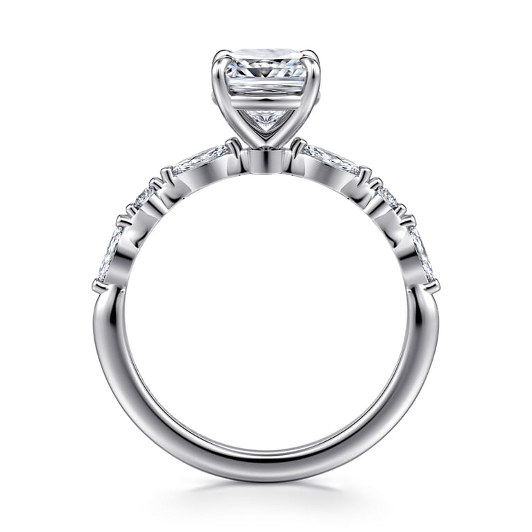 Perry - 14K White Gold Cushion Cut Diamond Engagement Ring - 0.3 ct - Shot 2