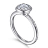 Aspen - 14K White Gold Bezel Set Cushion Cut Diamond Engagement Ring - 0.09 ct