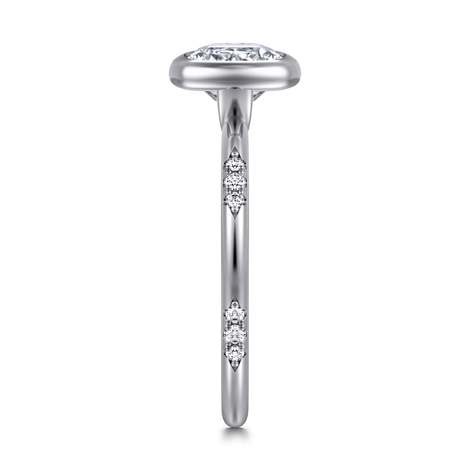 Aspen - 14K White Gold Bezel Set Cushion Cut Diamond Engagement Ring - 0.09 ct - Shot 4