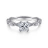 Sadie - 14K White Gold Cushion Cut Diamond Engagement Ring - 0.12 ct