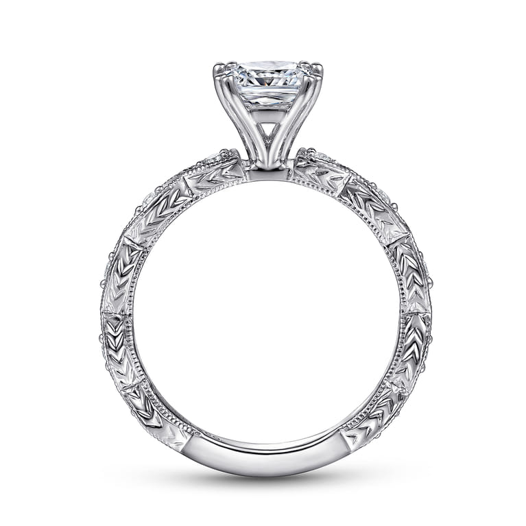 Sadie - 14K White Gold Cushion Cut Diamond Engagement Ring - 0.12 ct - Shot 2
