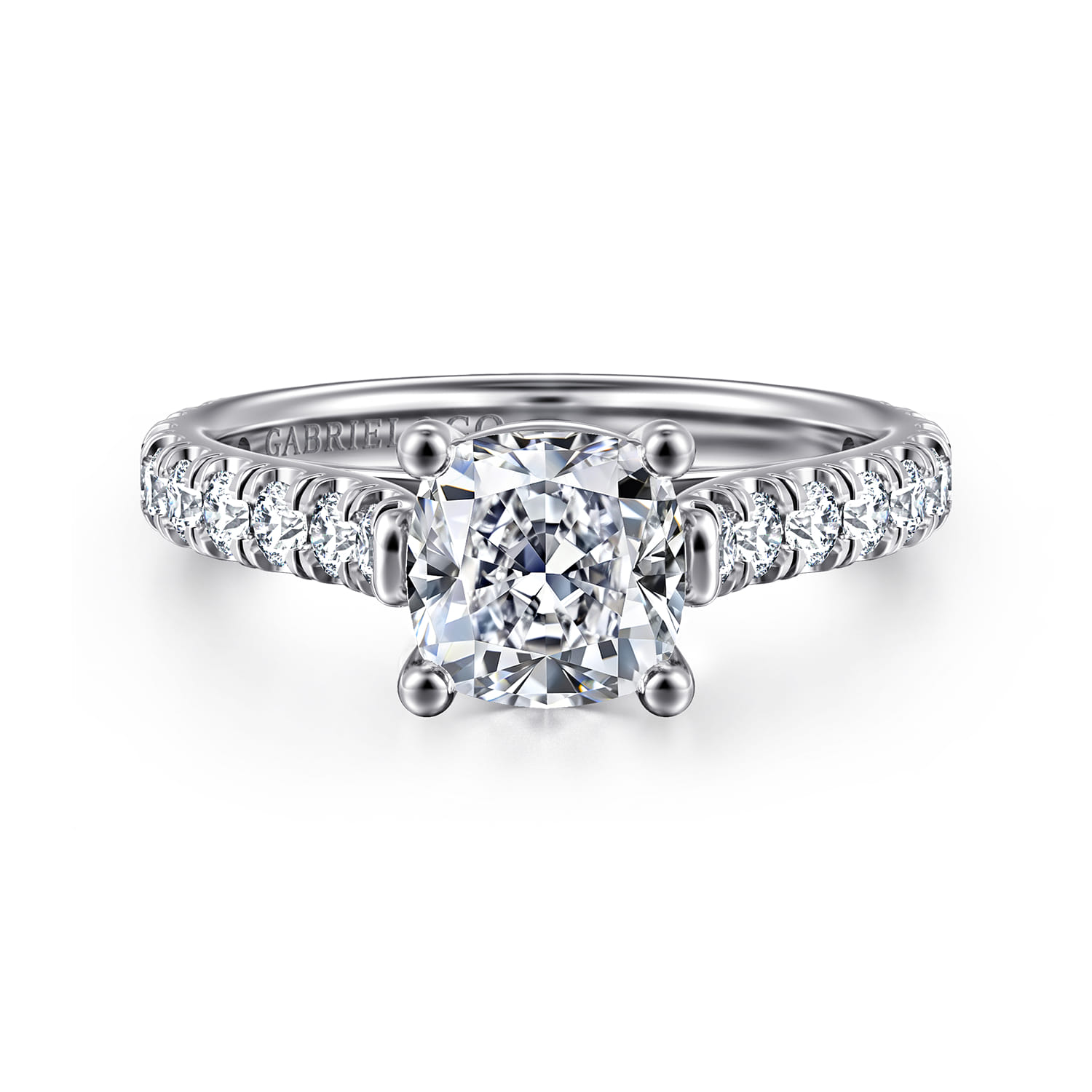 Luciole - 14K White Gold Cushion Cut Diamond Engagement Ring - 0.6 ct - Shot 1