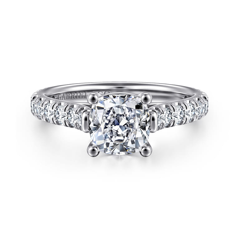 Luciole - 14K White Gold Cushion Cut Diamond Engagement Ring - 0.6 ct - Shot 1