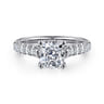 Luciole - 14K White Gold Cushion Cut Diamond Engagement Ring - 0.6 ct