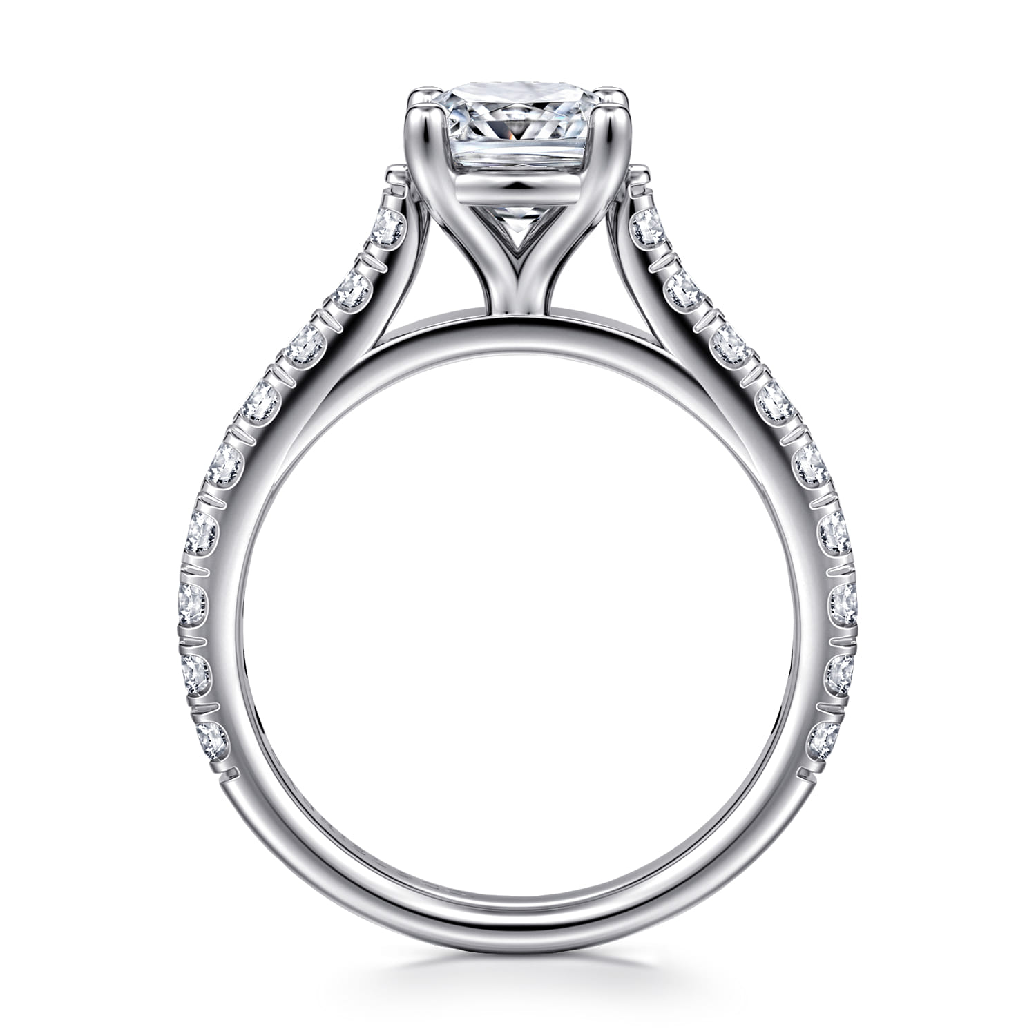 Luciole - 14K White Gold Cushion Cut Diamond Engagement Ring - 0.6 ct - Shot 2