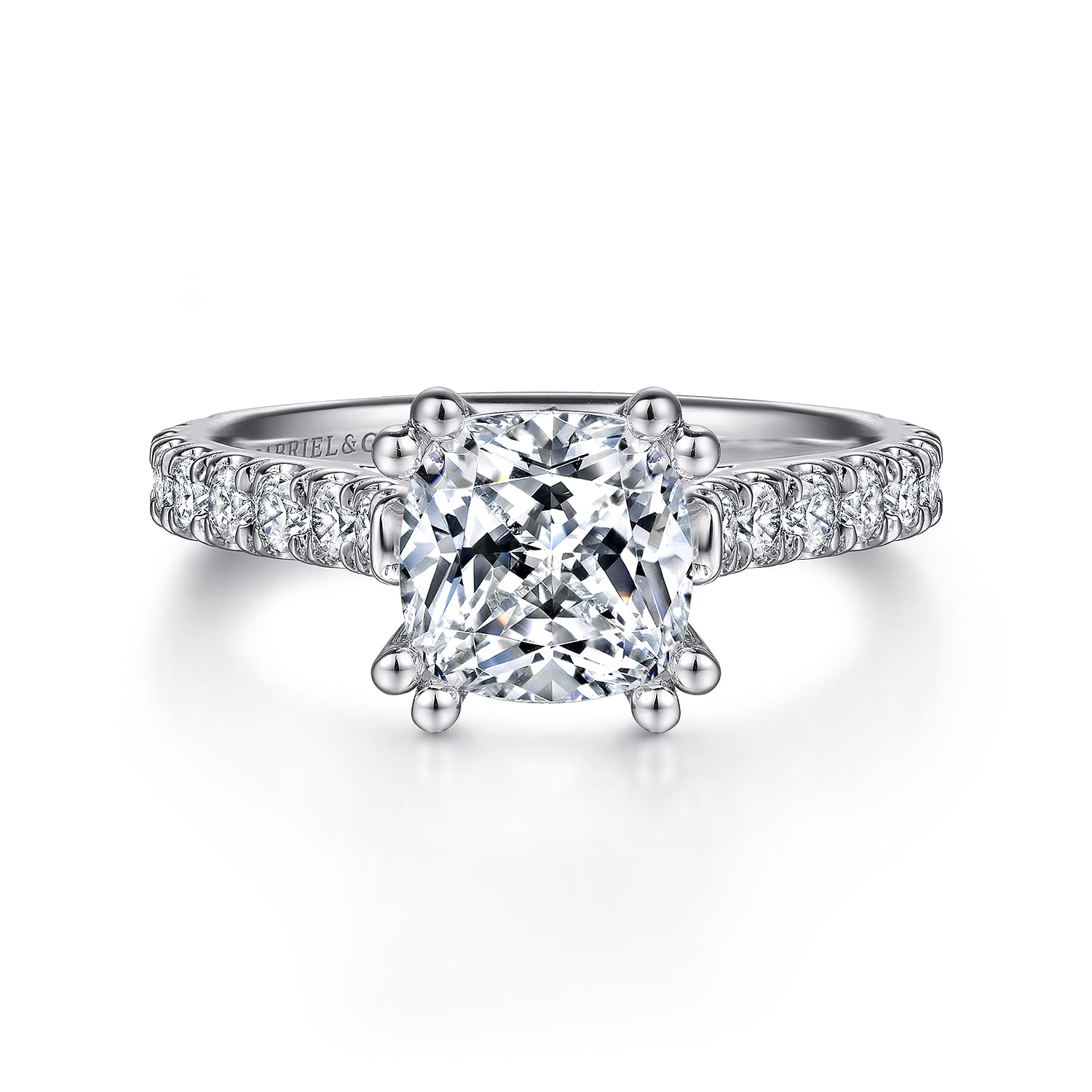 Luciole - 14K White Gold Cushion Cut Diamond Engagement Ring - 0.58 ct - Shot 1