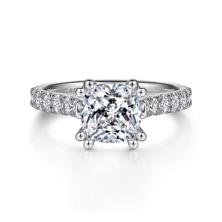Luciole - 14K White Gold Cushion Cut Diamond Engagement Ring - 0.58 ct - Shot 1