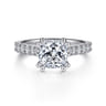 Luciole - 14K White Gold Cushion Cut Diamond Engagement Ring - 0.58 ct