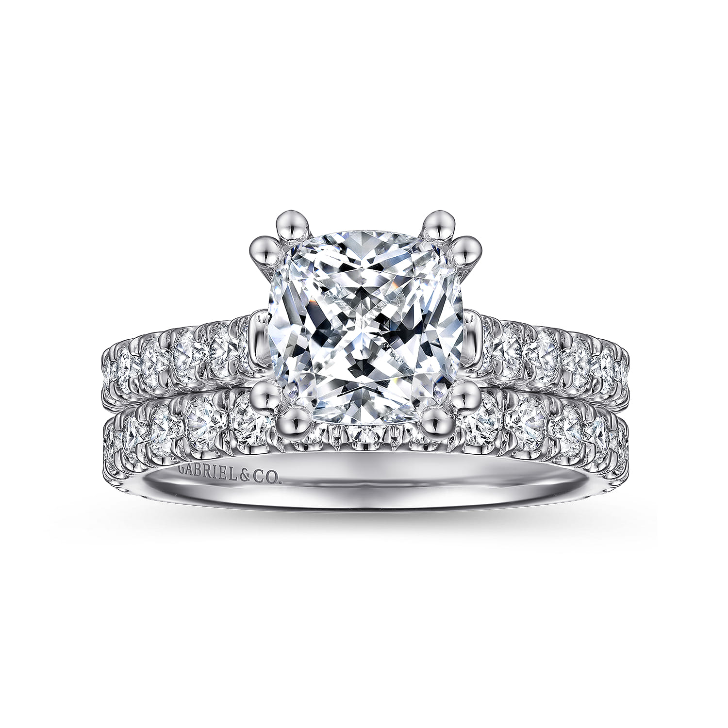 Luciole - 14K White Gold Cushion Cut Diamond Engagement Ring - 0.58 ct - Shot 4