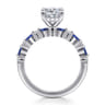 Damiana - 14K White Gold Cushion Cut Sapphire and Diamond Engagement Ring - 0.3 ct