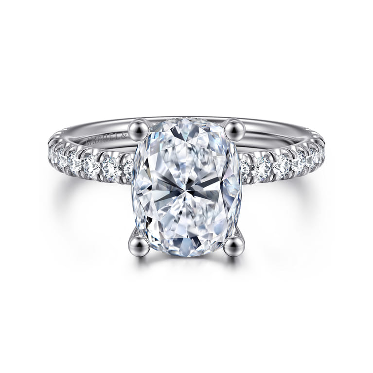 14K White Gold Elongated Cushion Cut Diamond Engagement Ring - 0.6 ct - Shot 1