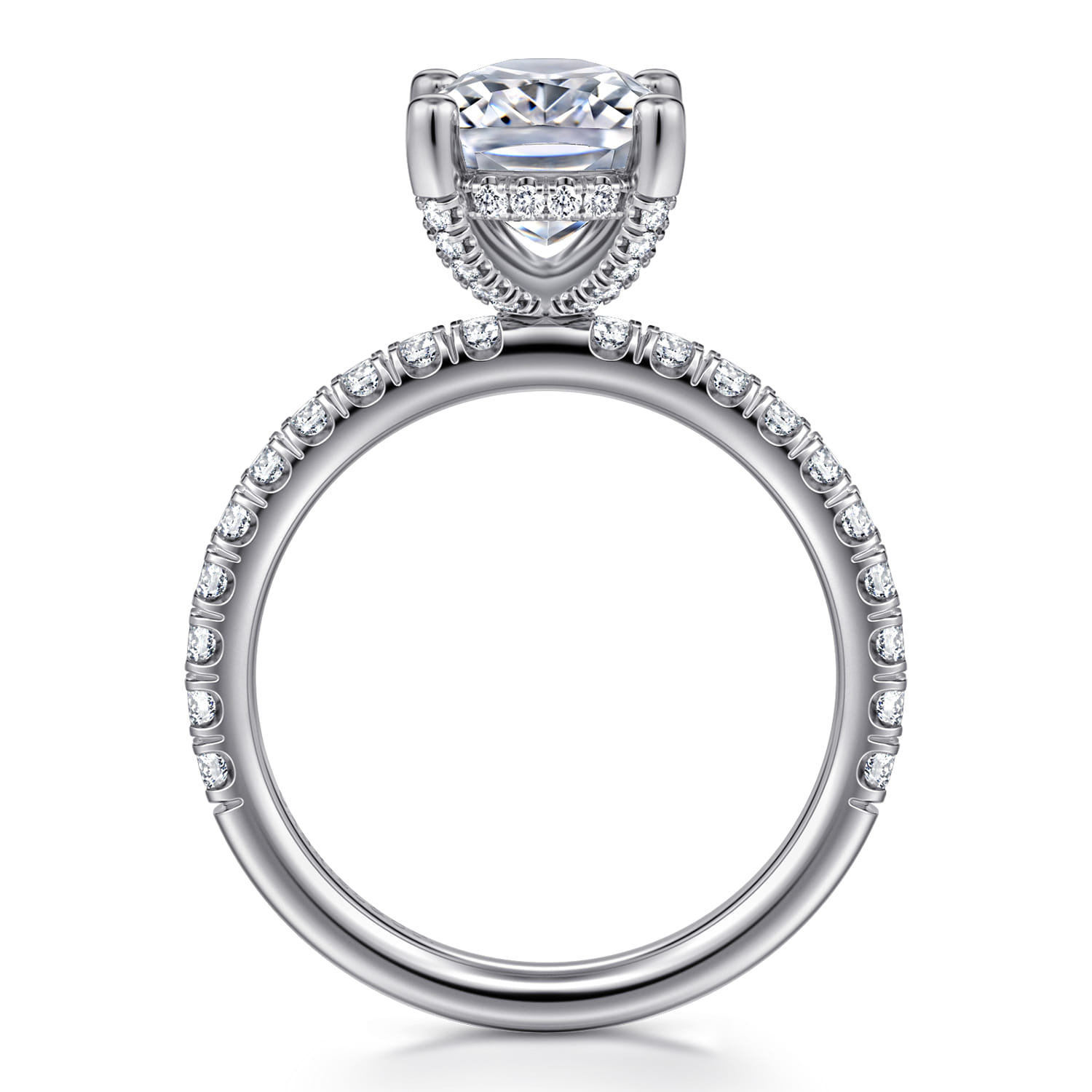 14K White Gold Elongated Cushion Cut Diamond Engagement Ring - 0.6 ct - Shot 2