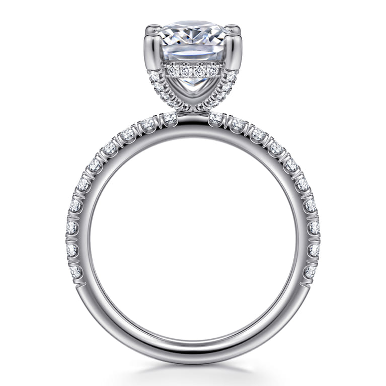 14K White Gold Elongated Cushion Cut Diamond Engagement Ring - 0.6 ct - Shot 2