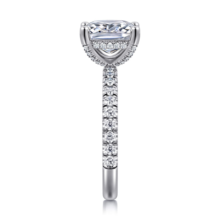14K White Gold Elongated Cushion Cut Diamond Engagement Ring - 0.6 ct - Shot 4