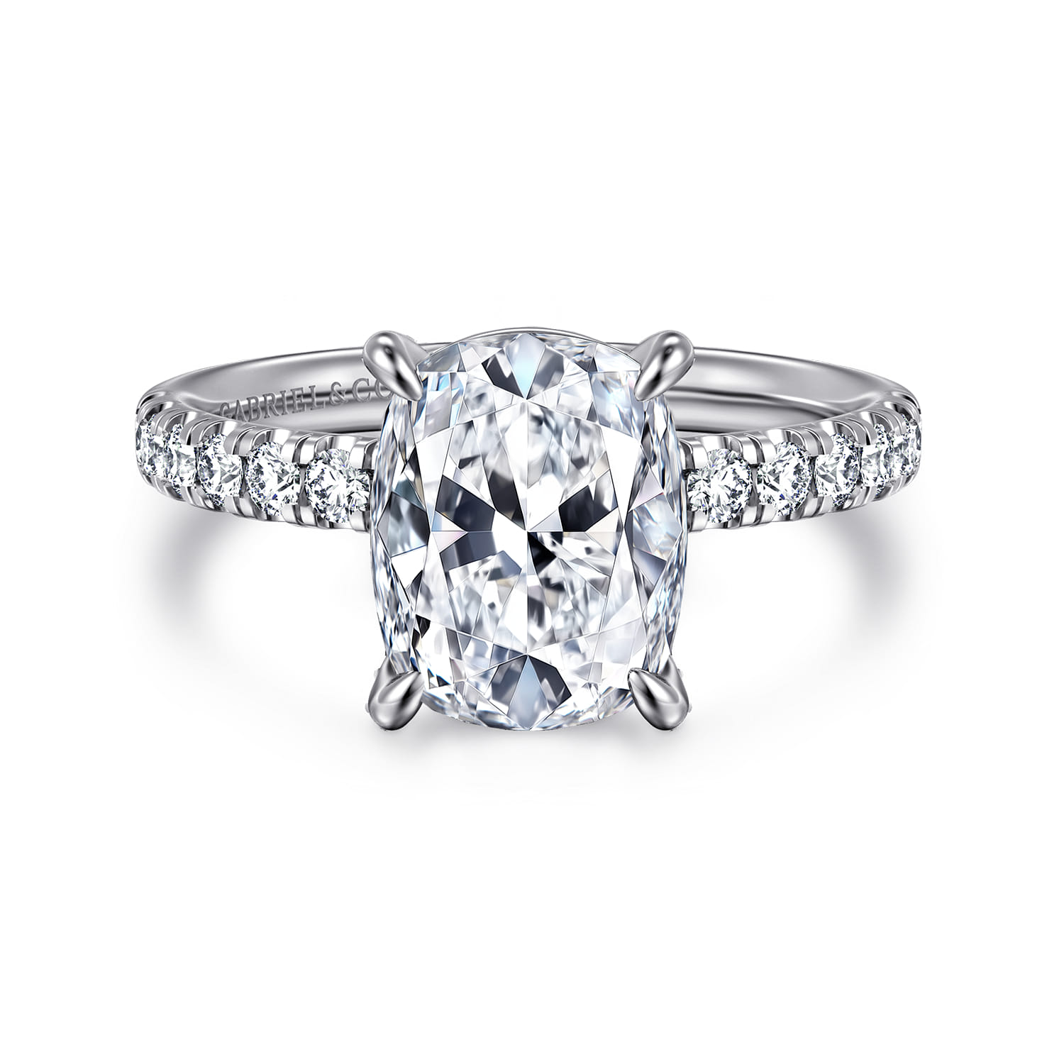 Winslow - 14K White Gold Elongated Cushion Diamond Engagement Ring - 0.38 ct - Shot 1