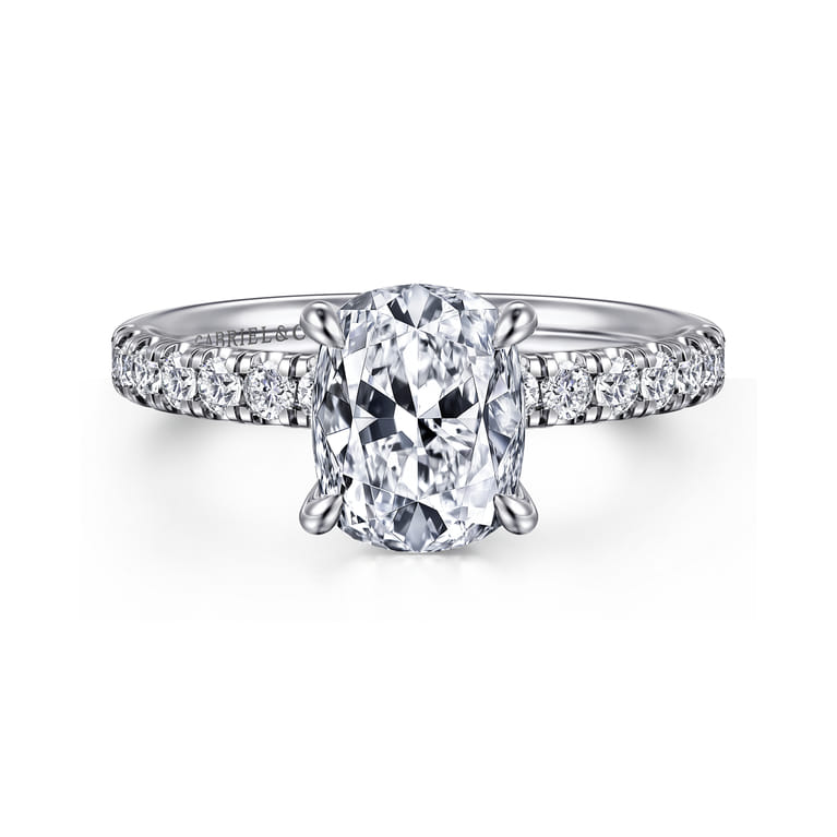 Winslow - 14K White Gold Elongated Cushion Diamond Engagement Ring - 0.35 ct - Shot 1