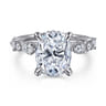 Eleeza - 14K White Gold Elongated Cushion Diamond Engagement Ring - 0.55 ct