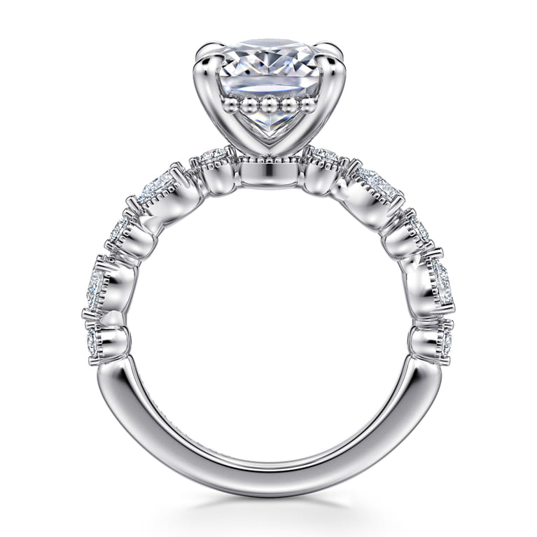 Eleeza - 14K White Gold Elongated Cushion Diamond Engagement Ring - 0.55 ct - Shot 2