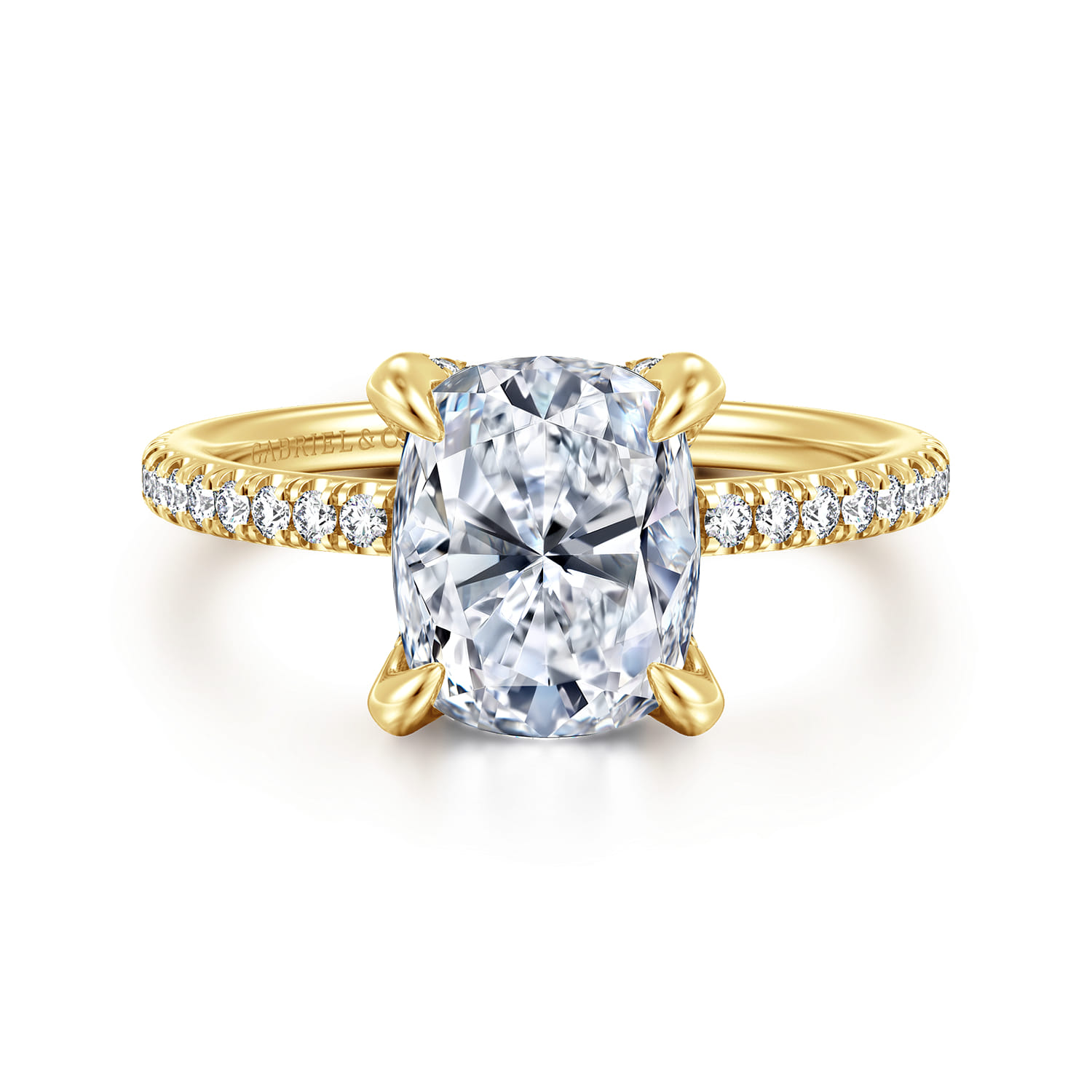 Lorenzo - 14K Yellow Gold Elongated Cushion Diamond Engagement Ring - 0.23 ct - Shot 1