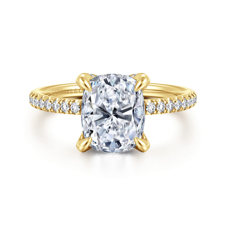 Lorenzo - 14K Yellow Gold Elongated Cushion Diamond Engagement Ring - 0.23 ct - Shot 1