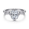 Clyde - 14K White Gold Compass Prong Elongated Cushion Diamond Engagement Ring - 0.22 ct