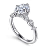 Clyde - 14K White Gold Compass Prong Elongated Cushion Diamond Engagement Ring - 0.22 ct