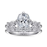 Clyde - 14K White Gold Compass Prong Elongated Cushion Diamond Engagement Ring - 0.22 ct