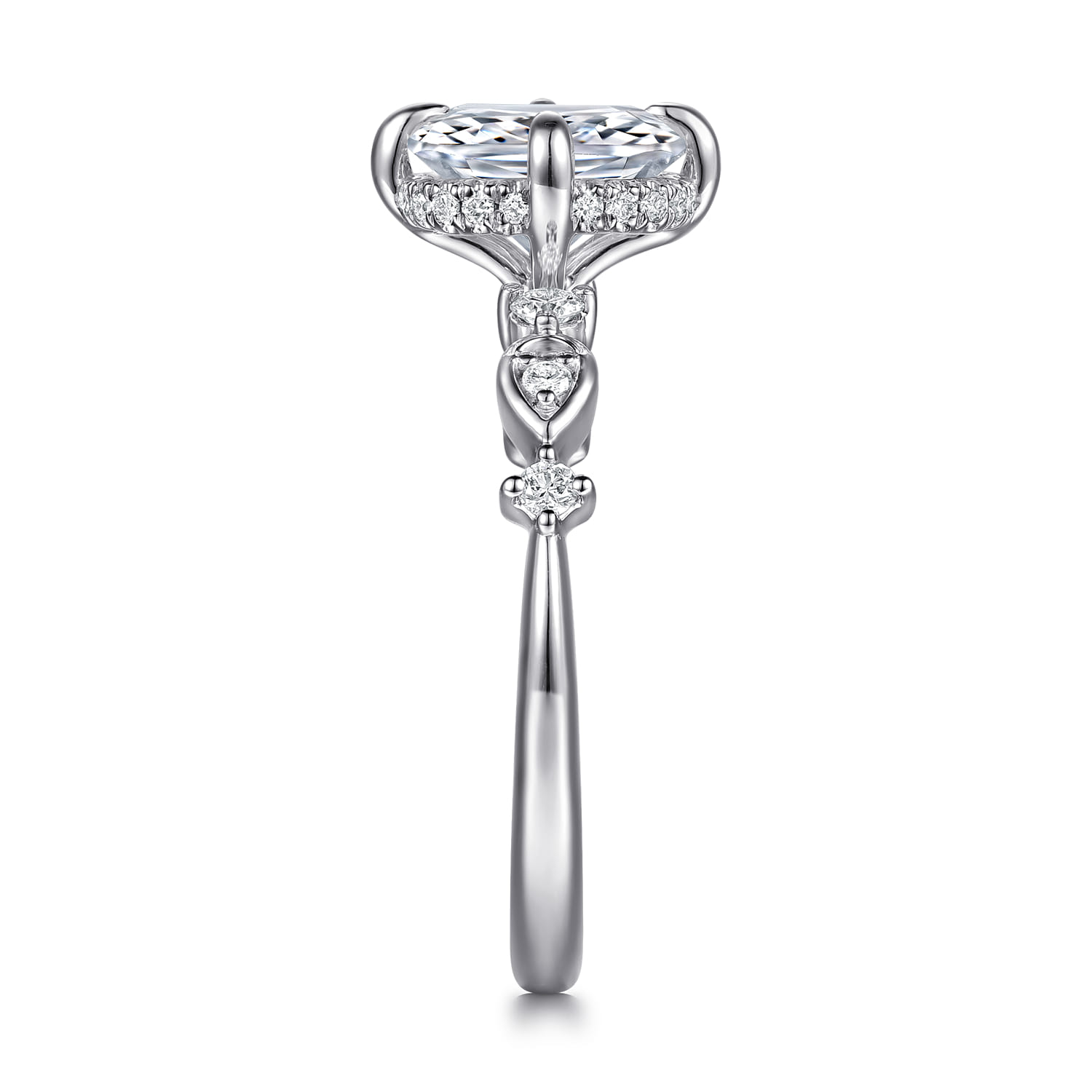 Clyde - 14K White Gold Compass Prong Elongated Cushion Diamond Engagement Ring - 0.22 ct - Shot 5