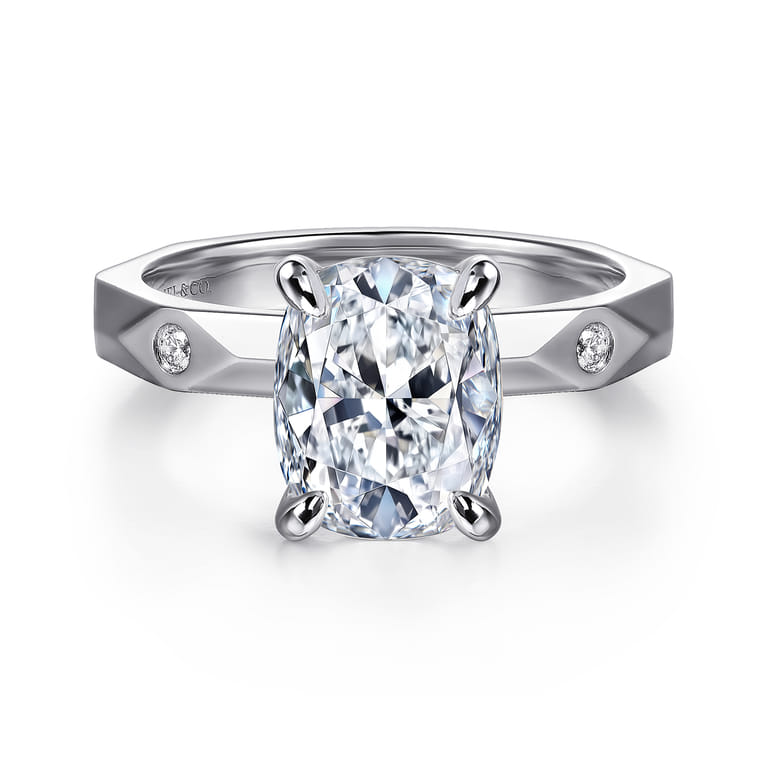 14K White Gold Diamond Engagement Ring - 0.06 ct - Shot 1