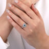 Shayanne - 14K White Gold Emerald Cut Aquamarine and Diamond Engagement Ring - 0.25 ct