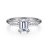Quinn - 14K White Gold Emerald Cut Diamond Channel Set Engagement Ring - 0.09 ct