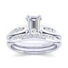 Quinn - 14K White Gold Emerald Cut Diamond Channel Set Engagement Ring - 0.09 ct