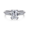 Quinn - 14K White Gold Emerald Cut Diamond Channel Set Engagement Ring - 0.1 ct