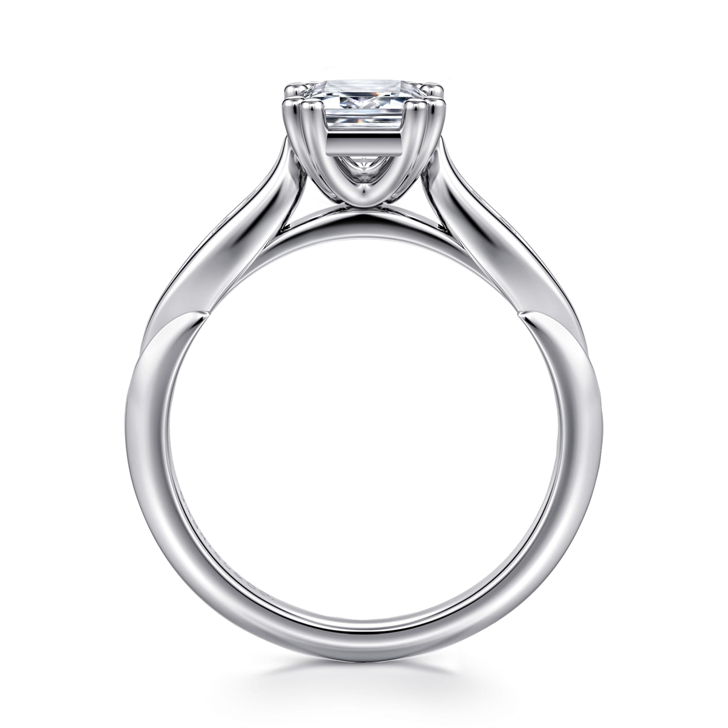Quinn - 14K White Gold Emerald Cut Diamond Channel Set Engagement Ring - 0.1 ct - Shot 2