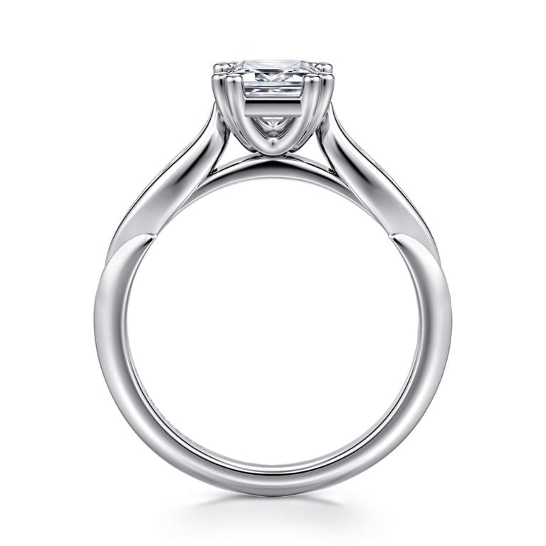 Quinn - 14K White Gold Emerald Cut Diamond Channel Set Engagement Ring - 0.1 ct - Shot 2