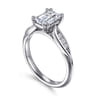 Quinn - 14K White Gold Emerald Cut Diamond Channel Set Engagement Ring - 0.1 ct